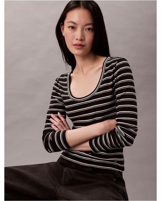 Calvin Klein Multicolor Calvin Klein Cotton Contour Rib U-Neck Tee