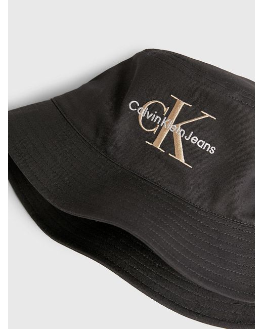 Calvin Klein Black Twill Logo Bucket Hat for men