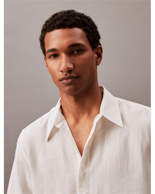 Calvin Klein White Textured Classic Button-down Shirt for men