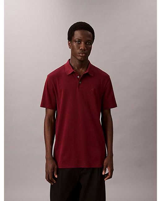 Calvin Klein Red Pima Cotton Polo Shirt for men