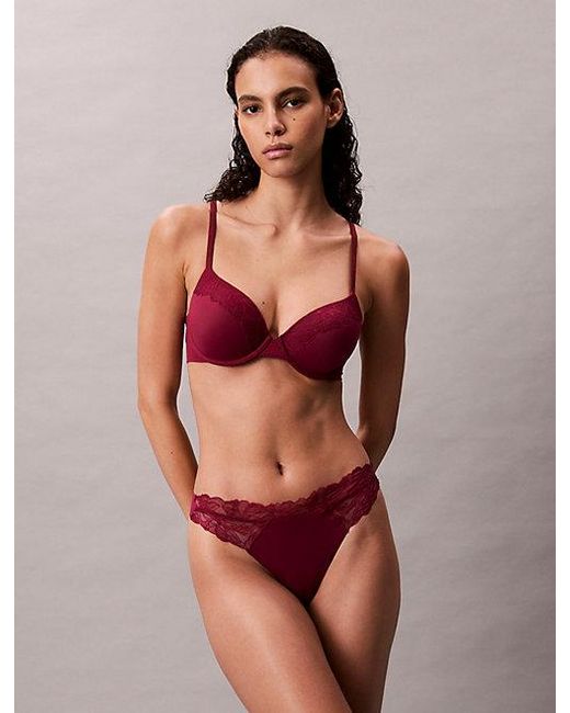 Calvin Klein Red Thong Perfectly Fit Lace