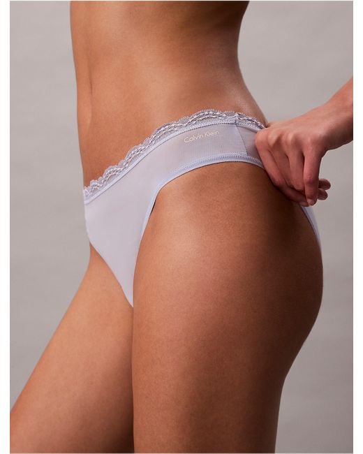 Calvin Klein Brown Microfiber Stretch With Lace Bikini