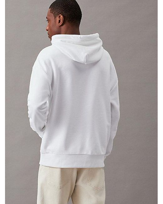 Calvin Klein White Relaxed Logo Hoodie for men