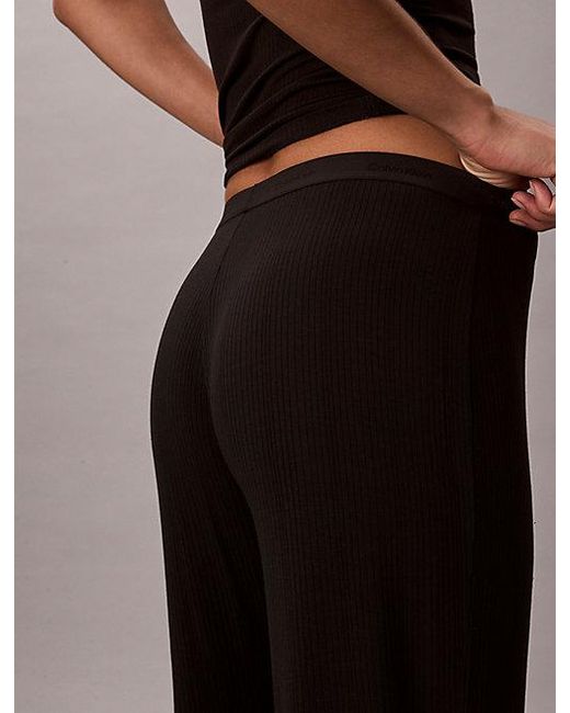 Calvin Klein Zachte Modal Geribbelde Pyjamabroek in het Black
