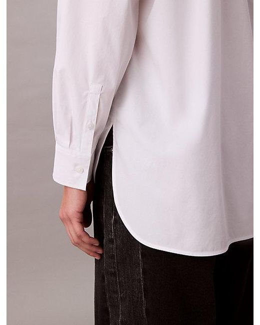 Calvin Klein White Jeans Poplin Relaxed Button Up Shirt