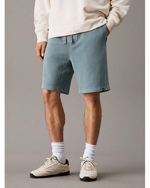 Shorts de chándal de felpa de algodón Calvin Klein de hombre de color Blue