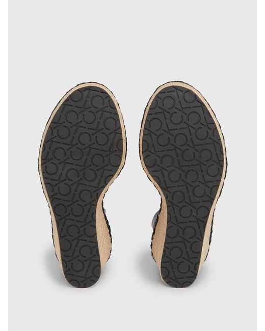 Calvin Klein Black Logo Espadrille Wedge Sandals
