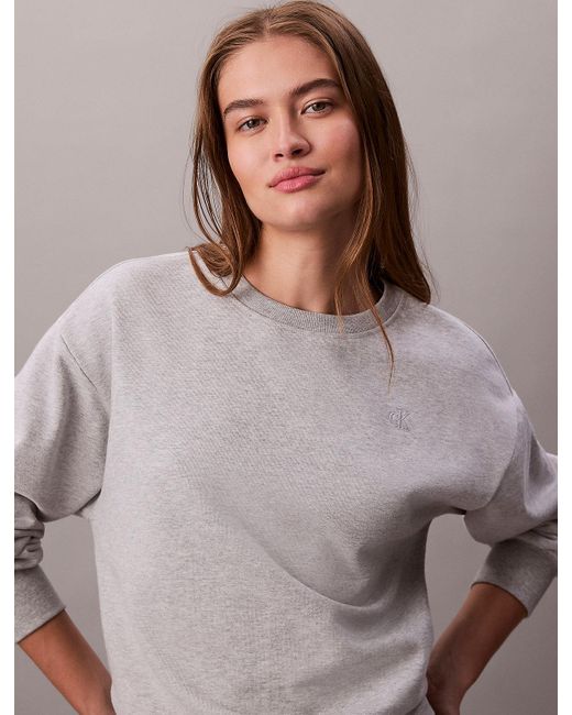 Calvin Klein Gray Relaxed Monogram Fleece Sweatshirt