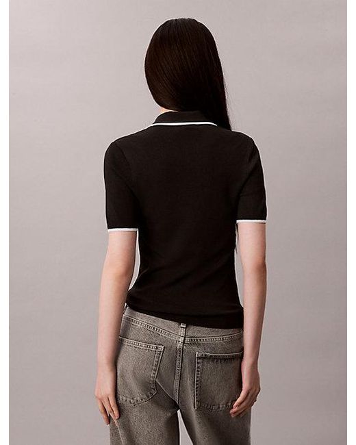 Calvin Klein Black Jeans Quarter Zip Classic Polo Shirt