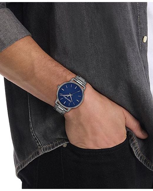 Calvin Klein Blue Textured Dial Bracelet Watch for men