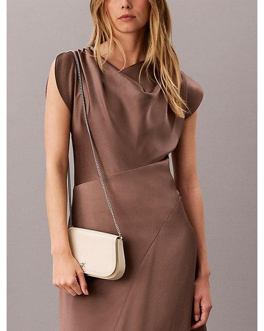 Calvin Klein Natural Monogram Hardware Chain Shoulder Bag