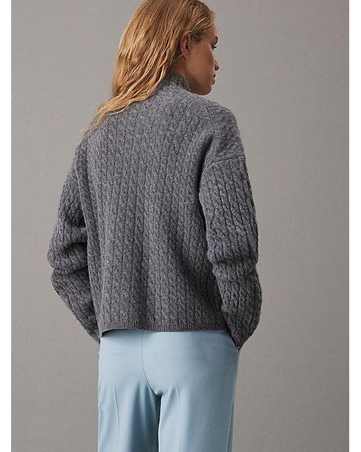 Calvin Klein Gray Lässiger Zopfstrickpullover