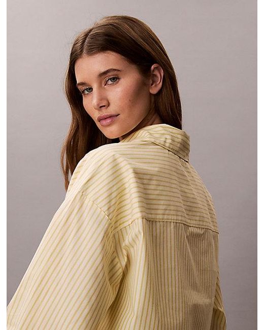 Calvin Klein Natural Cropped Pyjama Top Cotton Poplin