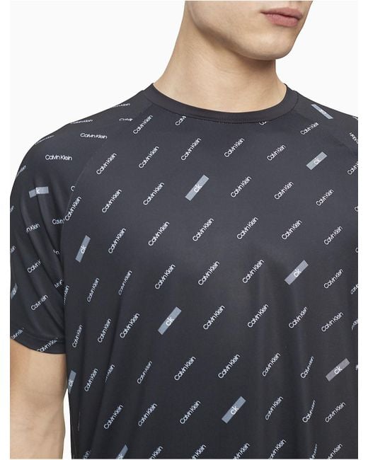 Calvin Klein Synthetic Allover Logo Print Crewneck T-shirt in Black Combo (Black) for Men - Lyst