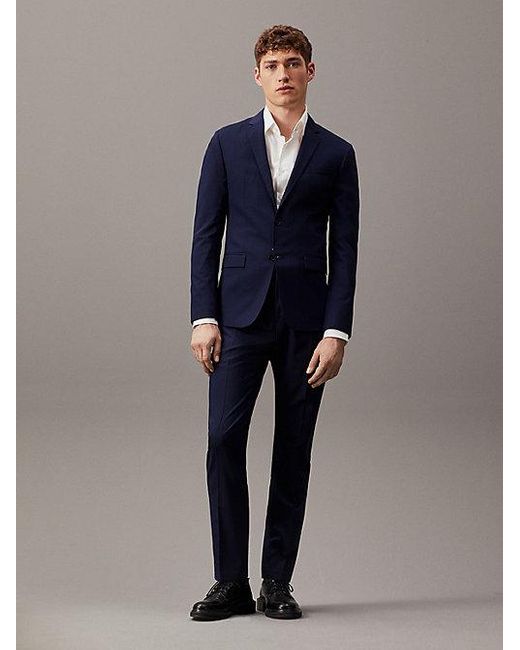 Calvin Klein Blue Wool Suit Blazer for men
