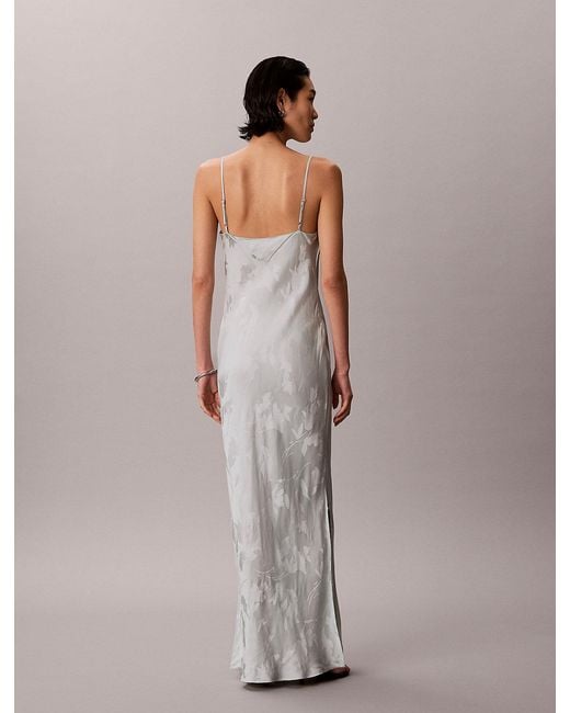 Calvin Klein Multicolor Satin Jacquard Maxi Slip Dress