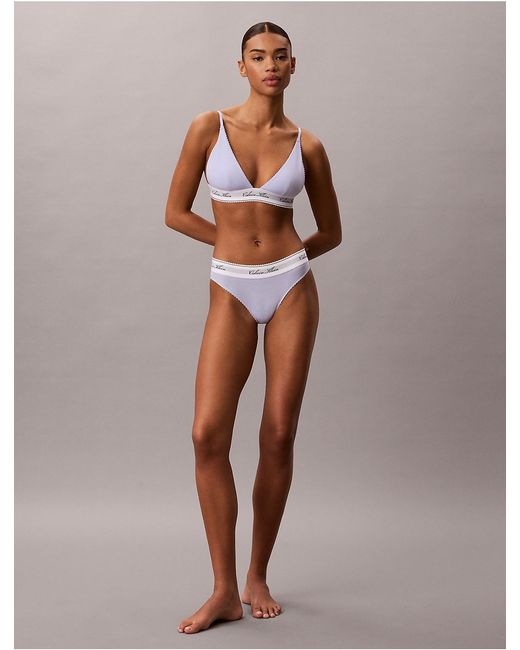 Calvin Klein White Icon Cotton Modal Script Triangle Bra