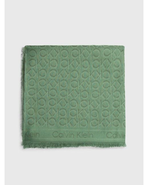 Calvin Klein Green Logo Jacquard Scarf
