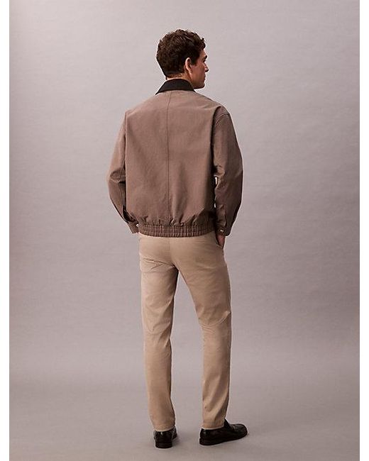 Calvin Klein Brown Slim Cotton Stretch Chino Trousers for men