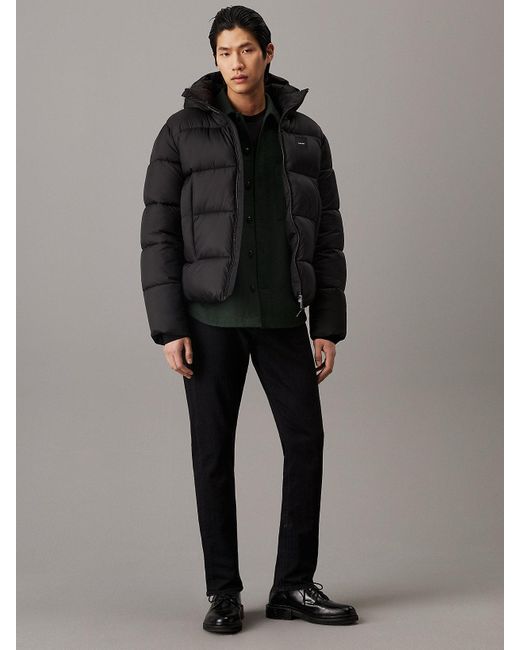 Calvin Klein Gray Hooded Puffer Jacket for men