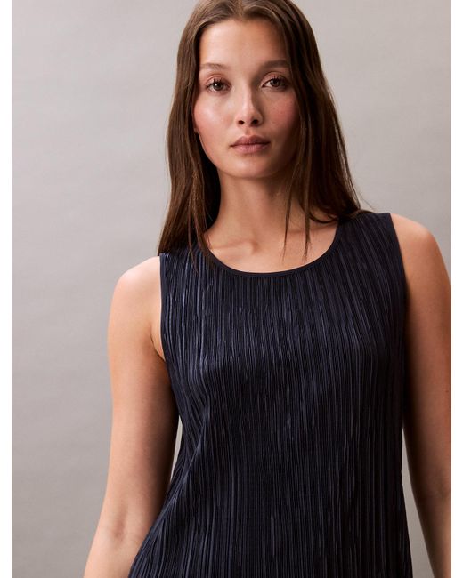 Calvin Klein Multicolor Plisse Sleeveless Midi Dress