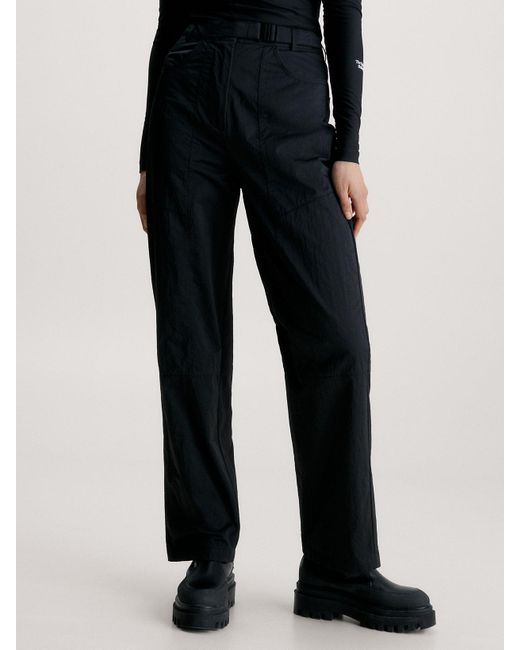 Calvin Klein Black High Rise Relaxed Belted Trousers