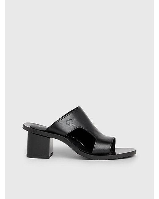 Sandalias de piel con tacón Calvin Klein de color Black