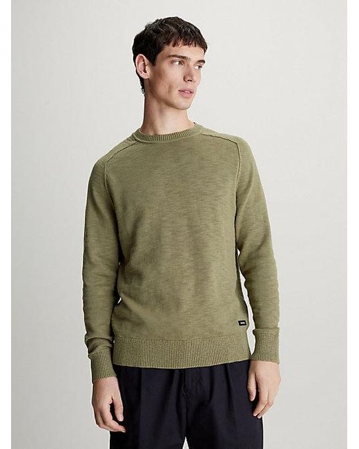Calvin Klein Strukturierter Slub-Pullover in Green für Herren