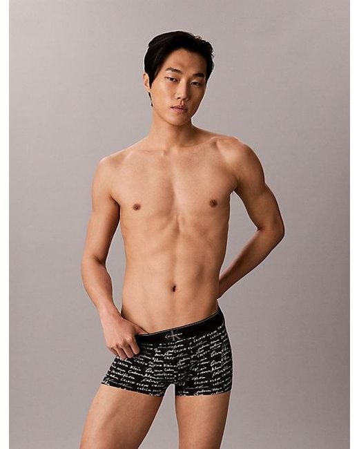 Calvin Klein Gray Low Rise Trunks Graphic Monogram Microfibre Stretch for men