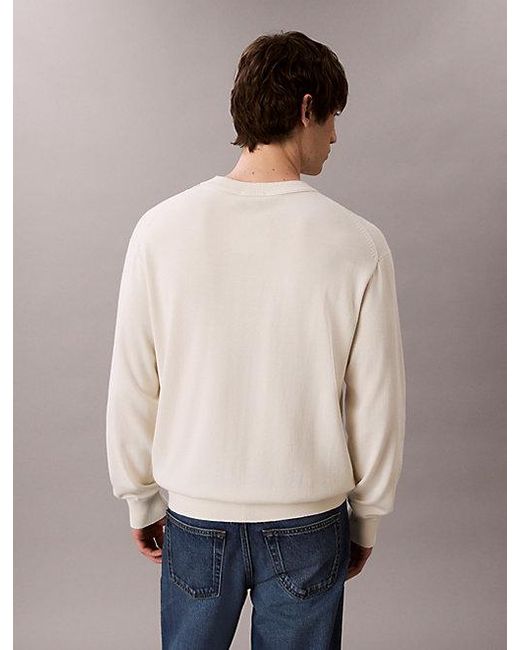 Calvin Klein Relaxed Monogram Trui Van Katoen in het Natural voor heren