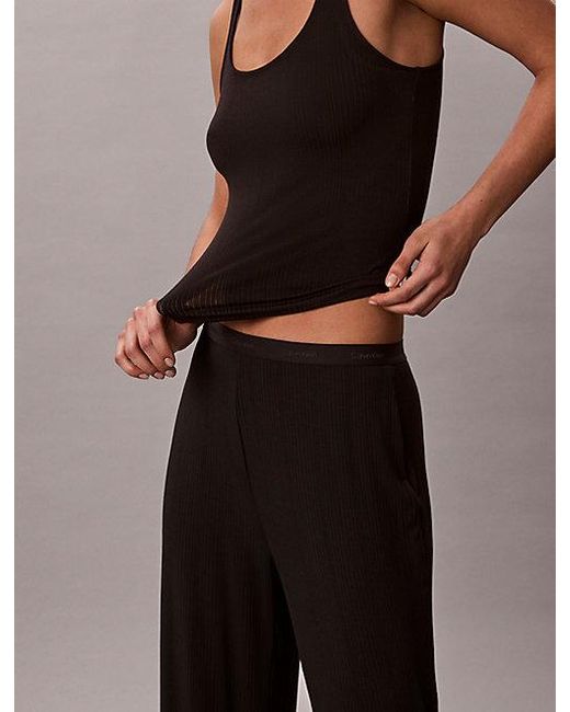 Calvin Klein Zachte Modal Geribbelde Pyjamabroek in het Black
