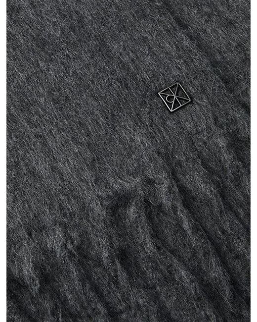 Calvin Klein Gray Wool Blend Emblem Logo Scarf for men