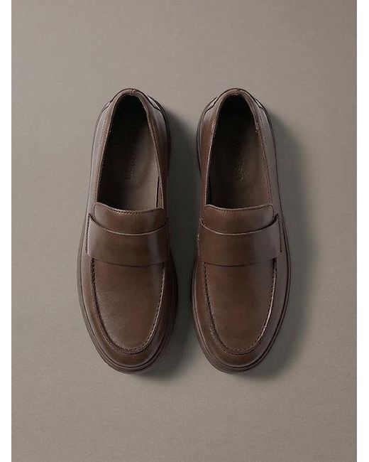 Calvin Klein Brown Leather Hybrid Cupsole Loafers for men