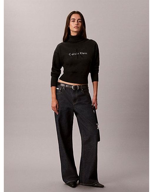 Calvin Klein Black Jeans Monologo Turtleneck Jumper
