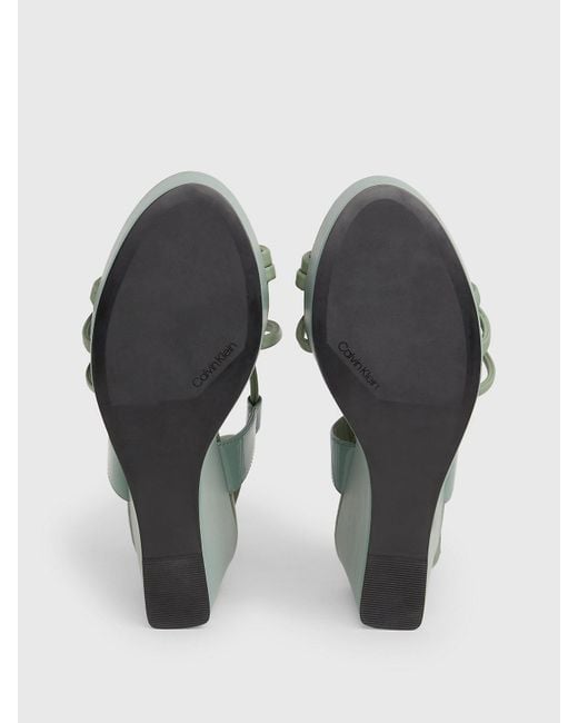 Calvin Klein Green Leather Wedge Sandals
