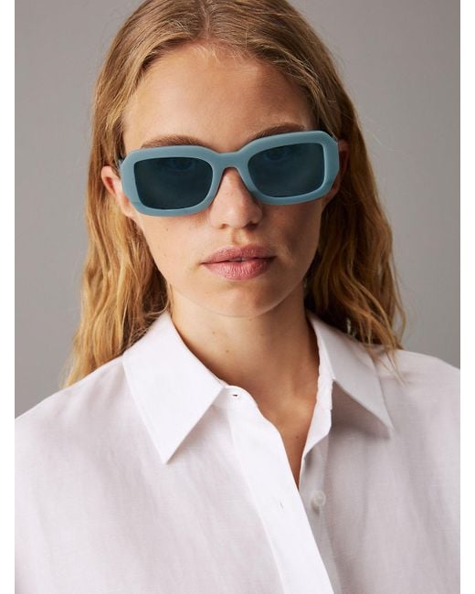 Calvin Klein Blue Modified Rectangle Sunglasses Ck24511S