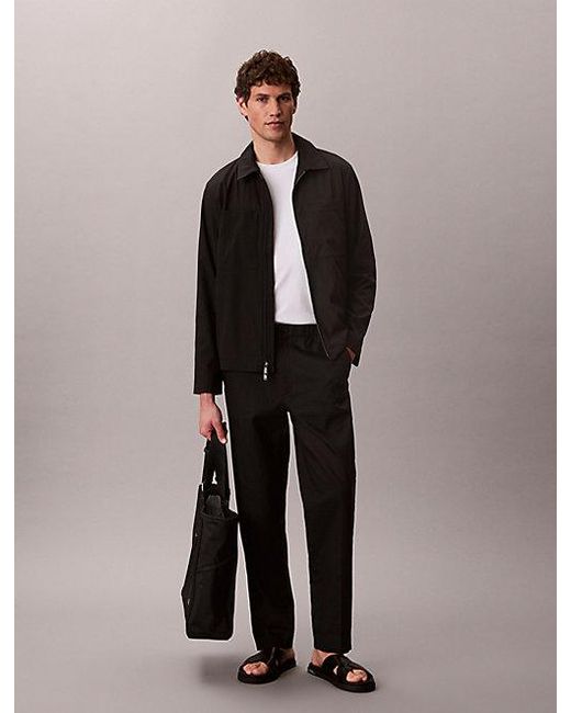 Calvin Klein Black Seersucker Blouson Jacket for men
