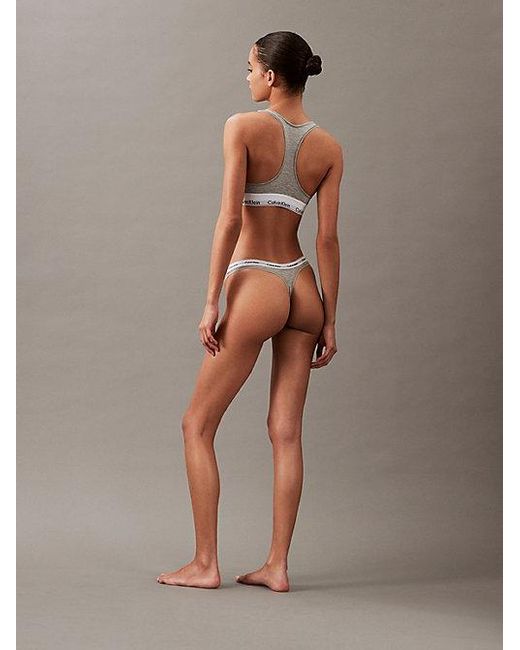 Calvin Klein White Thong Icon Logo