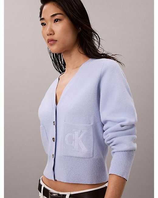 Calvin Klein Purple Jeans Soft Knit Cotton Wool Cardigan