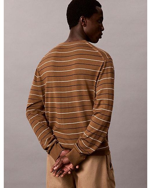 Calvin Klein Brown Merino Wool Stripe Jumper for men