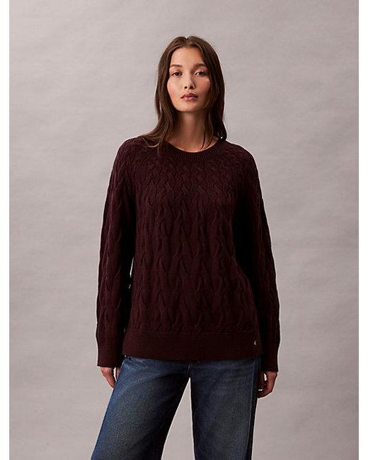 Calvin Klein Brown Jeans Cotton Cable Relaxed Jumper