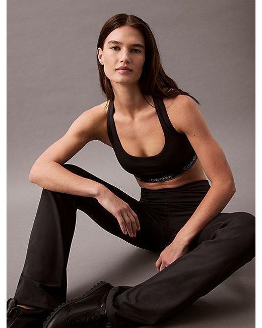 Calvin Klein Black Quick-Dry High-Rise Flared Gym Leggings