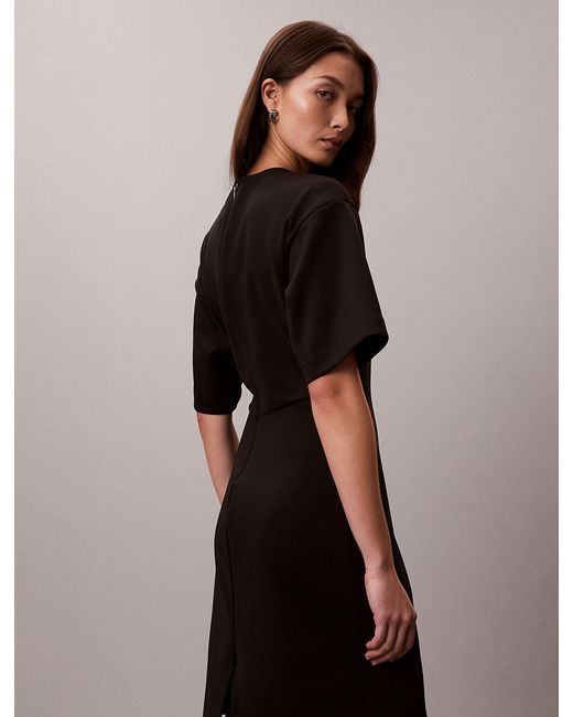 Calvin Klein Brown Smooth Stretch V-Neck Short Sleeve Dress