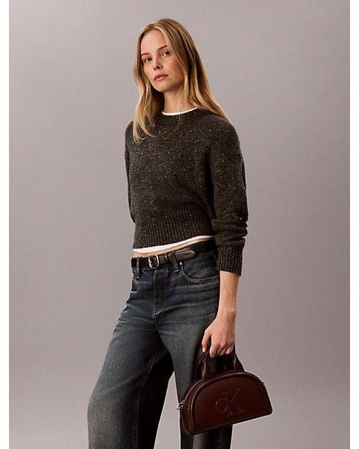 Calvin Klein Brown Signature Monogram Crossbody Bag