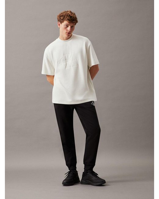 Calvin Klein Black Monogram Fleece Joggers for men