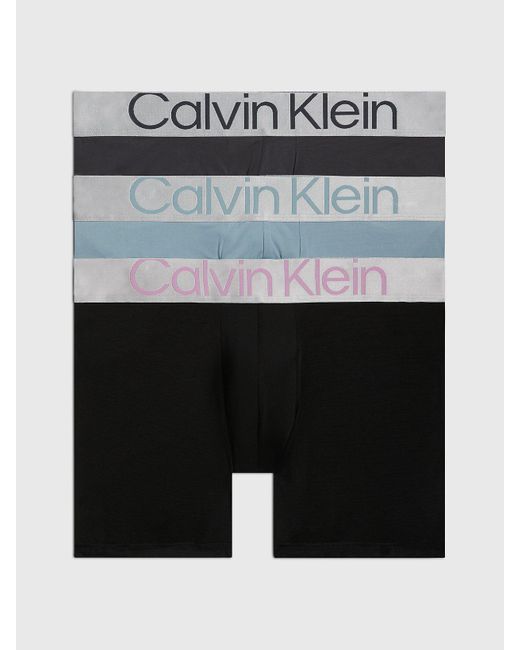 Calvin Klein Black 3 Pack Boxer Briefs - Steel Micro for men