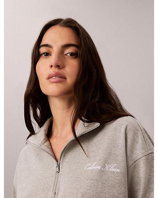 Calvin Klein Gray Logo Cotton Jersey Lounge Sweatshirt