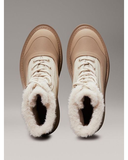 Calvin Klein Leather Winter Platform Boots in Natural Lyst UK