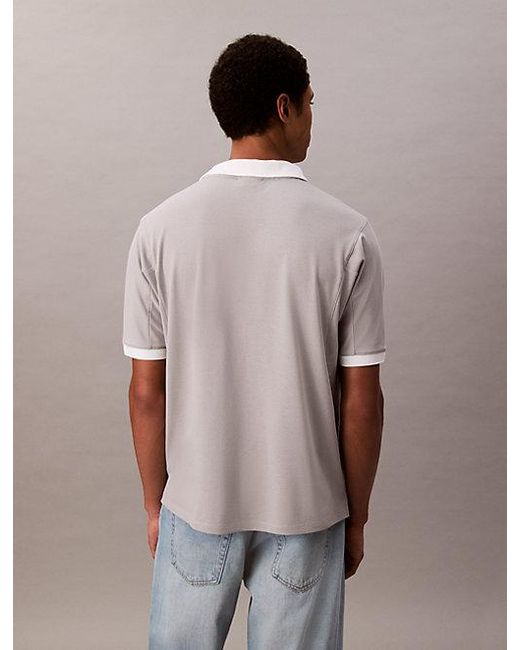 Calvin Klein Gray Jeans Sport Monogram Logo Polo Shirt for men