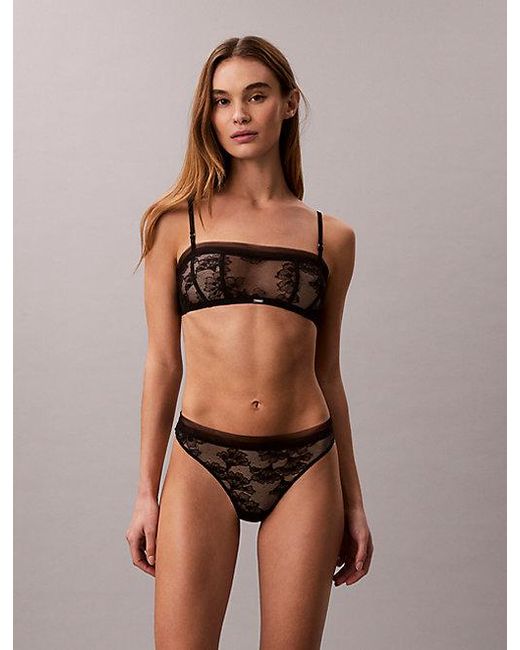 Calvin Klein Brown Bandeau Bra Ck Floral Lace